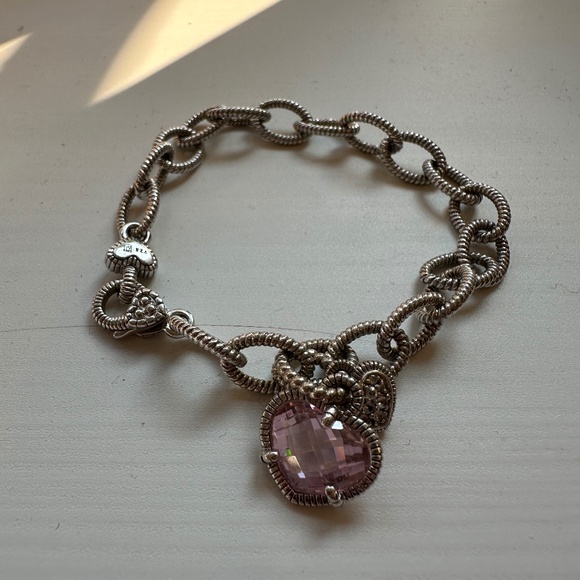 Judith Ripka Bracelet with two Heart Charms - Picture 1 of 5